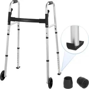 시니어용 케어보다 접이식 워커 5인치 앞바퀴 및 글라이드 스키가 장착된 경량 남녀용 높이 조절 가능