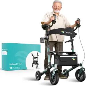 평평하지 않은 견고한 고무 타이어가 장착된 헬라보 올 터레인 업라이트 워커 - 시니어용 야외 스탠드업