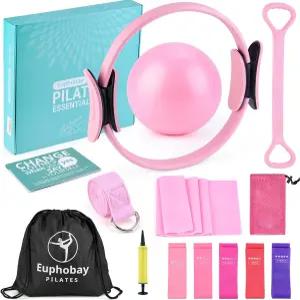 여성용 유호베이 테스 키트 링 미니볼 저항 밴드 요가 스트랩 등이 된 홈 운동 토닝 근력 및 유연성을 위한