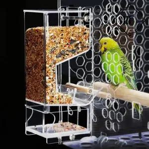 반자동 급여 새 모이통 껍질 비산방지 앵무새 핀치 소형조