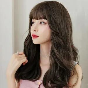 웨이브펌 긴머리 통가발 밀크브라운 엄마 전체 기성