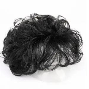 웨이브 정수리 헤어피스 블랙 인모 볼륨 똑딱이