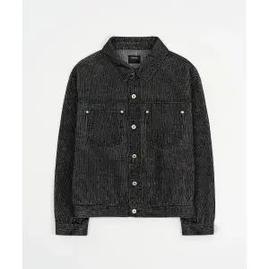 TOFFEE 스트라이프 데님 트러커 자켓 (VINTAGE BLACK)