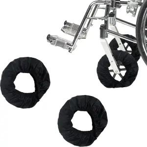 유모차용 휠체어 타이어 커버 2개 방수 휠 검은색 프로텍터 S 직경 8인치