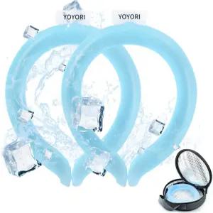 2PCS 목 냉각 튜브 냉온 단열 백 재사용 가능한 스 넥 링 웨어러블 바디 쿨러 제품 (블루*2)