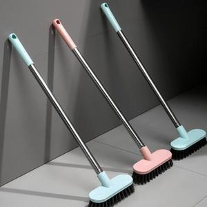 긴 손잡이가 있는 바닥 스크럽 브러시 다목적 고강도 견목 바닥 스크러버 청소 발코니 파티오 차고 야외/실내