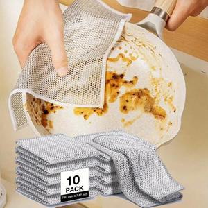 주방 설거지용 강력 스틸 와이어 수세미 10개 재사용 가능한 스틸 울 스크러버