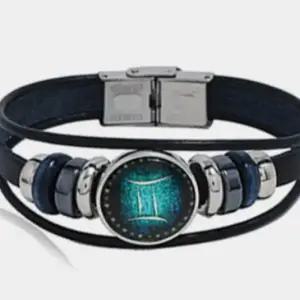 [라일리쥬얼리] Rly 별자리 쌍둥이자리 가죽팔찌 비즈팔찌 남자여름팔찌