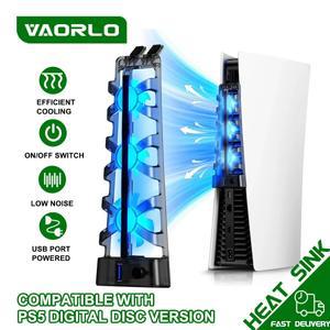 PS5용 디스크/디지털 에디션 모두를 위한 LED 조명이 있는 냉각 팬 게임 액세서리 시스템