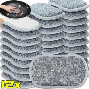 새로운 두꺼운 청소 스폰지 실버 양면 식기 세척 천 주방 접시 냄비 강력한 청소 닦아 매직 수색 패드