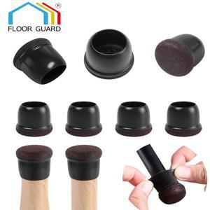 8개 블랙 원형 의자 다리 보호대 발 커버 대각선 두꺼운 랩 펠트 패드 실리콘 가구 테이블 바닥