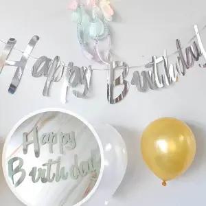 알파벳 필기체 생일축하 홈파티 가랜드 실버 생일