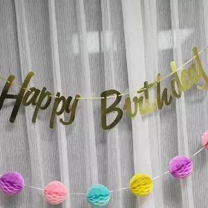 알파벳 필기체 생일축하 홈파티 가랜드 골드 생일