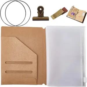 크래스파이어 6PCS 여권 사이즈 여행자 노트북 액세서리 키트 휴대용 크래프트 포켓 PVC 지퍼 파우치