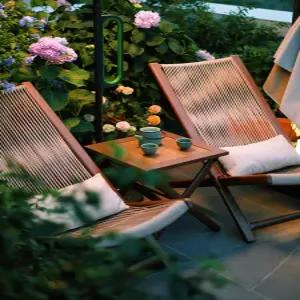 라탄 선베드 테라스 라운지 리클라이너 펜션용 접이식