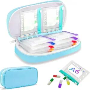 알약 정리함 하루 2회 여행용 타임테크 A6 방수 4알 파우치 백 라벨이 있는 BPA 프리 품 보관 및 보충제용