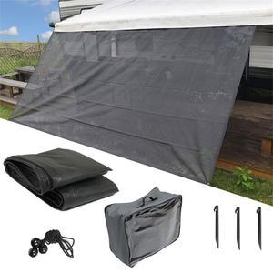 랩워크 8피트 x 12피트 3인치 Rv 차양 선스크린 전면 완료 키트 UV 차단 블랙 그리드, 여행 야외 캠핑을 위한 그림자 보호 프라이버시 배치 개선