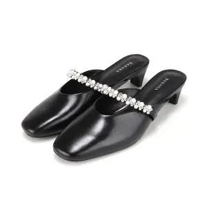 [BABARA]바바라 양가죽 페미닌 보석 스트랩 여성 뮬 4cm_BBJ112