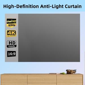 간단한 프로젝터 야외 폴리 에스터 소프트 커튼 60/72/80/92/100/110/120 인치 휴대용 HD 4K 영화 스크린