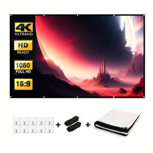 접이식 프로젝션 스크린 100인치. 대형 화면을 이동시키기 위한 로프가 있는 고화질 적응.