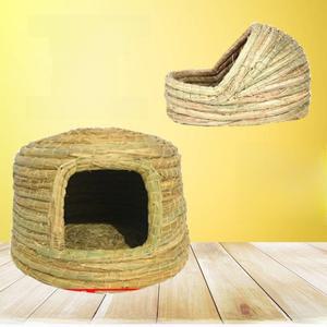 토끼 다람쥐 기니피그를 위한 따뜻한 수제 풀 둥지 사계절용 캐슬 하우스 애완동물 침구 용품