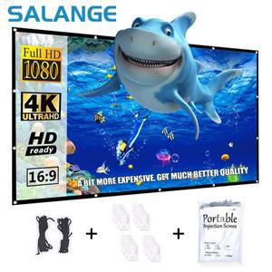 Salange 접이식 150 프로젝터 스크린 야외 홈 시어터 실내 양면 인치