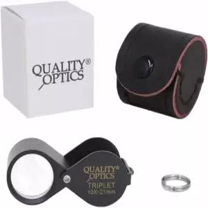 헤이스팅스 10배 루프 최고 광학 등급 유리 요소 렌즈 가죽 파우치 포함