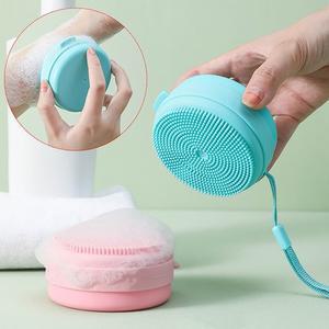 휴대용 목욕 브러시 걸이식 바디 스크러버 비누 케이스 실리콘 마사지 헤어 촉각