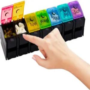 대형 알약 정리함 7일간 봄맞이 디자인 오전 PM 구획 상자 품 용기 홀더