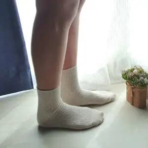 남여 공용 단목 골지 양말 아이보리 무지 중목 학생