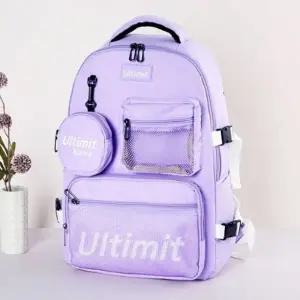 얼티미트 백팩 캐주얼 학생 포켓 가방 퍼플