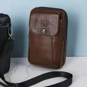 미니 크로스백 가죽 남성 가방 외출 Brown