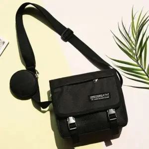 미니 보조 메신저백 학생 가방 블랙