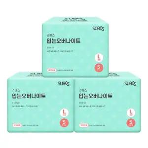 슈베스 입는 오버나이트 생리대 대형 특대형 5P x3팩 / 팬티형 입오버 입는생리대
