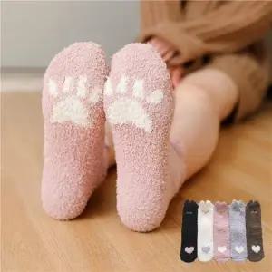 강아지 캐릭터 수면 양말 극세사 보온 후리스 롱 여성수 면양말 겨울 롱수면 크리스마스