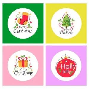 ( )크리스마스 포장 꾸미기 스티커 2.5cm 1롤500개 산타 눈사람 트리 성탄절