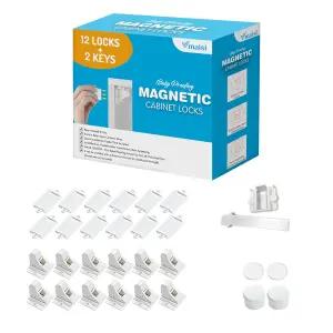 Vmaisi 접착 자석 캐비닛 잠금장치(잠금장치 12개와 열쇠 2개)