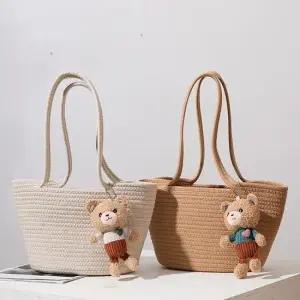 내추럴 라탄 숏핸들 데일리 토트 가방 6SS