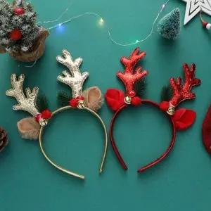 파티룸 크리스마스 루돌프 머리띠 레드 골드 파티 소품