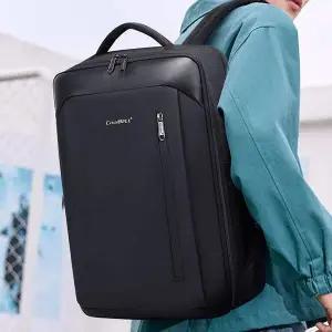 남자 모던 스퀘어 방수 노트북 백팩 캐리어연결밴드 블랙백팩