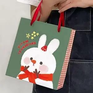 (색상 프롬이 10개)FW 크리스마스 쇼핑백 10개 1세트 성탄절 선물 파티 답례품 데코 토끼눈사람