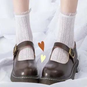 여성 러블리 하트 쉬폰 니삭스 중목양말 3컬러 세트