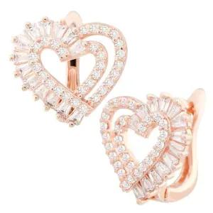 [미니아트] 14K 골드필드 핀 러블리 큐빅 하트 원터치 링 귀걸이
