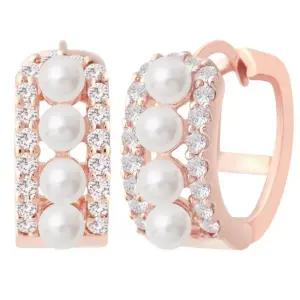 [미니아트] 14K 골드필드 핀 조이 진주 큐빅 결혼식 원터치 링 귀걸이