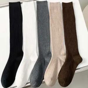 봄 가을 겨울 가늘어보이는 골지 여성 면 니트 니삭스 여자발가락양말