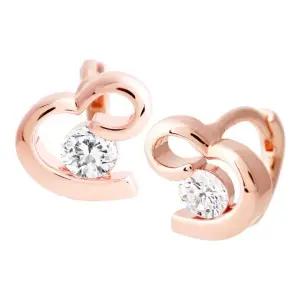 [미니아트] 14K 골드필드 핀 스윗 하트 라인 큐빅 원터치 링 귀걸이