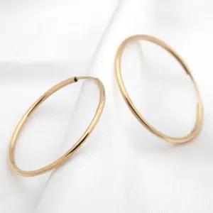 [미니아트] 14K 골드필드 파이프 링 데일리 후프 귀걸이 30mm