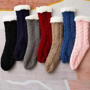 남자 여자 학생 롱 장목 후리스원단 꽈배기 수면양말 양털 장목 양말 기모 융털 겨울