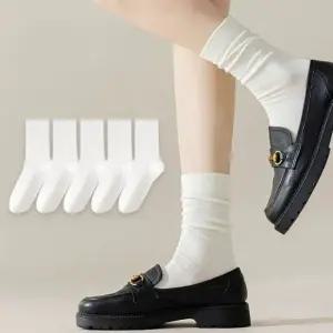 여자양말 무압박 로퍼 무지 학생 양말 5개 세트 화이트