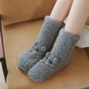 임산부수면양말 귀여운 수면양말 겨울 보온 여성 극세사 그레이